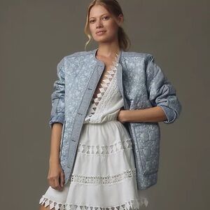 AVEC LES FILLES FLORAL STRIPE QUILTED JACKET